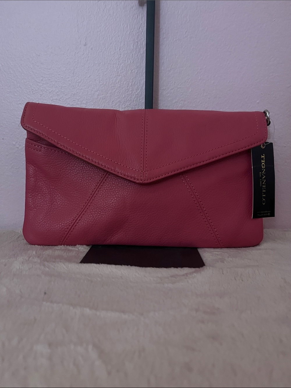 Tignanello Rose Pink Leather Envelope Wristlet